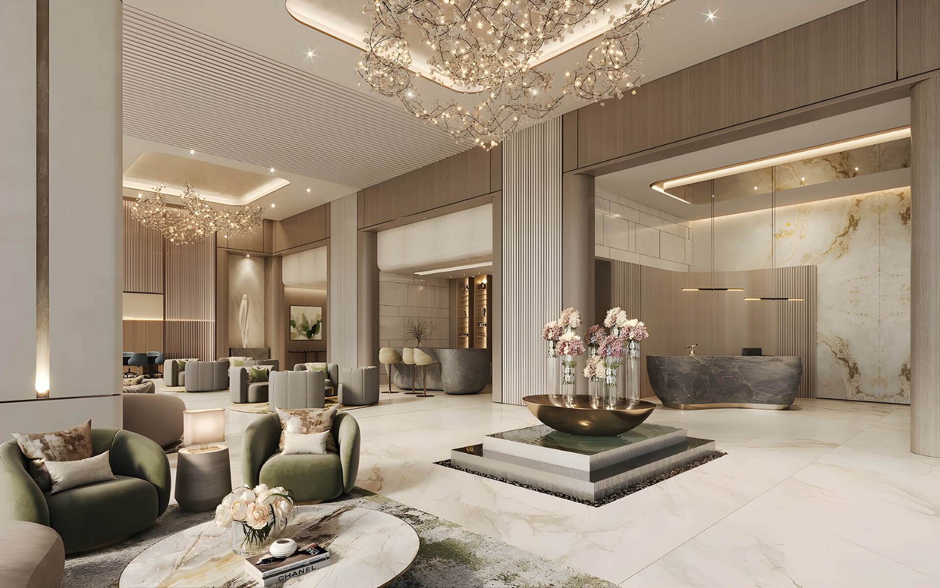 Лобби Hilton Residences Dubai Maritime City